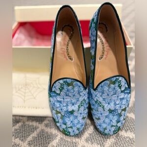 Charlotte Olympia Blue Hydrangea Loafers
